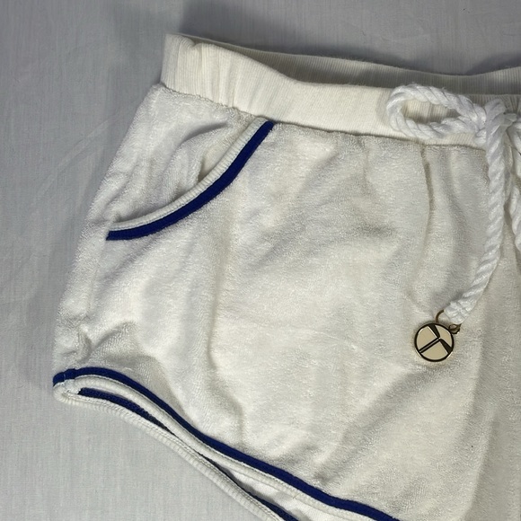 Trina Turk White Terry Cloth Drawstring Shorts Swim Cover Up Short Small - Picture 2 of 6